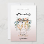 Water Kleur Alabaster Stoffig Roze Rozen Bruiloft Kaart (Voorkant)