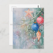 Water Kleur Bauble Christmas Briefkaart | elegant (Voorkant / Achterkant)