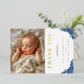 Water kleur bloem Dank u Folie Uitnodiging (Staand Voorkant)