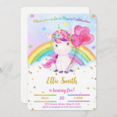 Water Kleur Bloem Eenhoorn Uitnodiging (Voorkant / Achterkant)