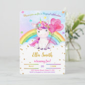 Water Kleur Bloem Eenhoorn Uitnodiging (Staand voorkant)