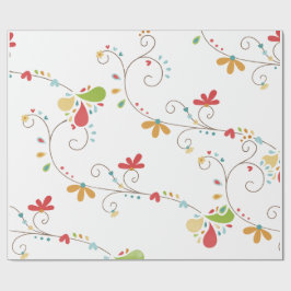Water Kleur Bloemen Patroon Aangepaste Achtergrond Cadeaupapier