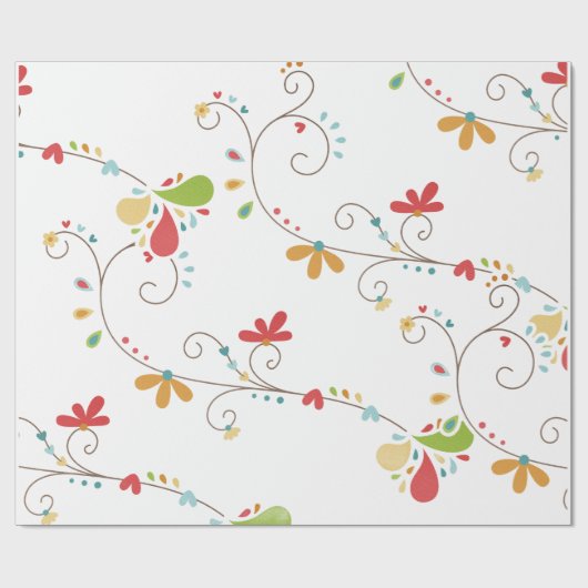 Water Kleur Bloemen Patroon Aangepaste Achtergrond Cadeaupapier (Vlak)
