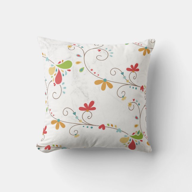 Water Kleur Bloemen Patroon Aangepaste Achtergrond Kussen (Voorkant)