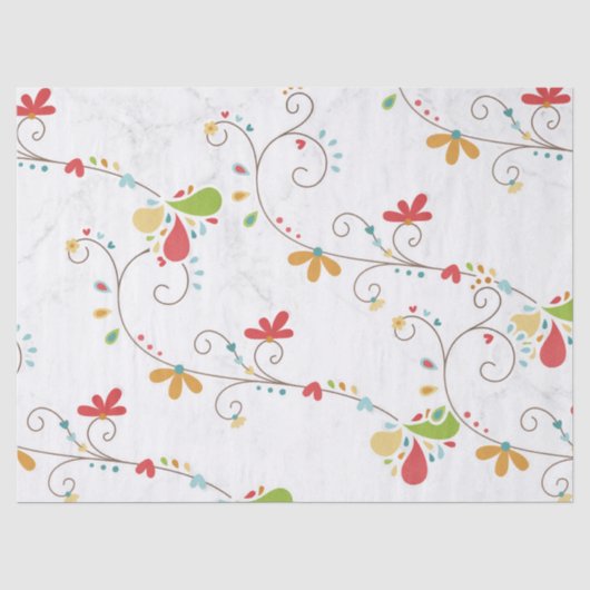 Water Kleur Bloemen Patroon Aangepaste Achtergrond Tissuepapier (Voorkant)