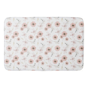 Water Kleur Blozende Roze Bloemen Kunst Badmat