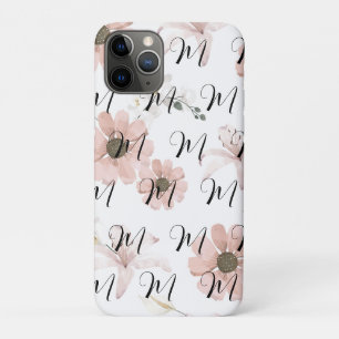 Water Kleur Blozende Roze Bloemen Kunst Monogram Case-Mate iPhone Case