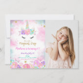 Water Kleur Eenhoorn Foto uitnodiging (Voorkant)