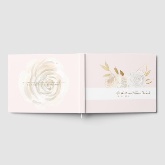 Water Kleur Elegant White Roses Guest Book Gastenboek (Volledig)