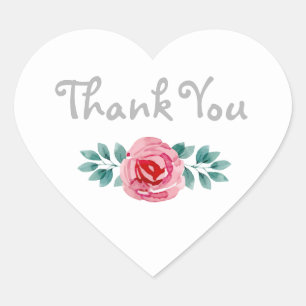 Water Kleur Floral Spray Hartelijk dank Hart Sticker