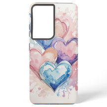 Water Kleur Geschilderde Harten telefoonhoes