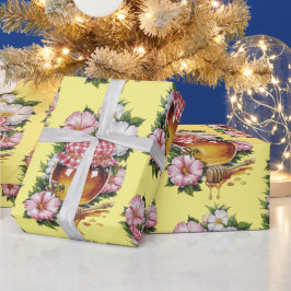  Water kleur Honey Jar Flowers nostalgie Cadeaupapier