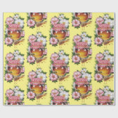  Water kleur Honey Jar Flowers nostalgie Cadeaupapier (Vlak)