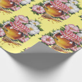  Water kleur Honey Jar Flowers nostalgie Cadeaupapier (Hoek)