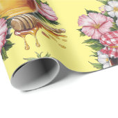  Water kleur Honey Jar Flowers nostalgie Cadeaupapier (Rol Hoek)