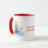 Water kleur Kerstboom vieren Kerstmis rood Mok (Voorkant links)