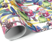 Water Kleur Kerstmis Santa Pastel Cadeaupapier (Rol Hoek)