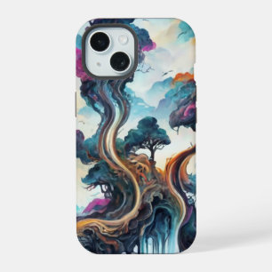 Water kleur landschap landschap telefoonhoesje iPhone 15 case