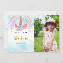 Water Kleur Magische Eenhoorn Foto Uitnodiging