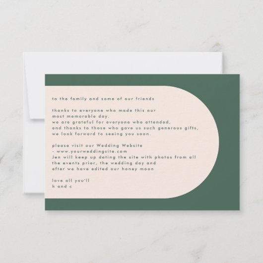 Water-kleur Modern | Ovale boog Abstracte smaragd Bedankkaart (Achterkant)