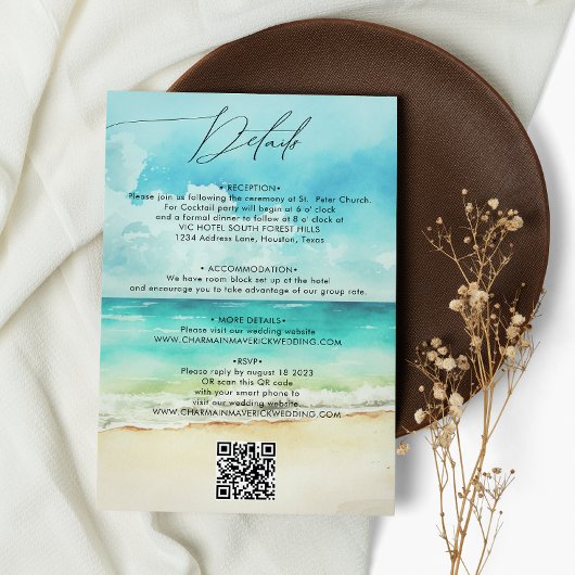 Water Kleur Ocean Beach Budget Bruiloft Kaart