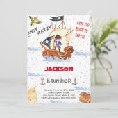 Water Kleur Pirate Uitnodiging (Staand voorkant)