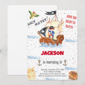 Water Kleur Pirate Uitnodiging (Voorkant / Achterkant)