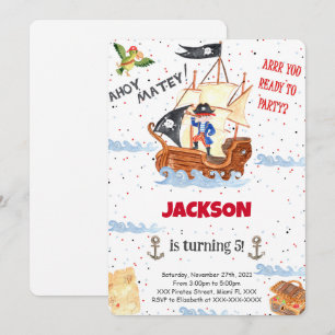 Water Kleur Pirate Uitnodiging