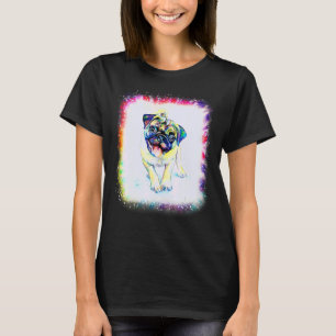 Water Kleur Pug Hond Jongen Meisje Tie Dye Bleek E T-shirt