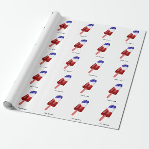 Water Kleur Rood wit en Blauw Popsium Cadeaupapier