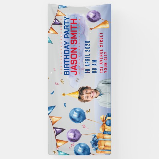 Water Kleur Stijl Verjaardagsfeestje Horizontale B Spandoek (Verticaal)