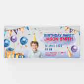 Water Kleur Stijl Verjaardagsfeestje Horizontale B Spandoek (Horizontaal)