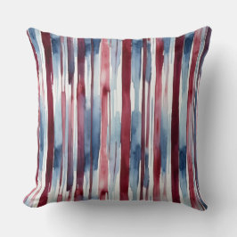Water Kleur Strepen Blauw en bordeauxrood Kussen