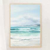 Water Kleur Turquoise Strand Print 3 van 3 Poster