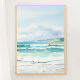 Water Kleur Turquoise Strand Print 3 van 3 Poster