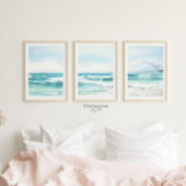 Water Kleur Turquoise Strand Print 3 van 3 Poster