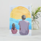 Water kleur Zee uitzicht voor papa Feestdagenkaart (Staand voorkant)