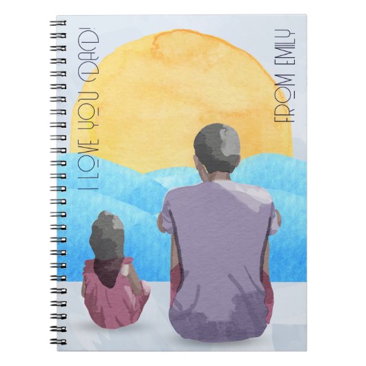 Water kleur Zee uitzicht voor papa Notitieboek (Voorkant)