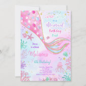 Water Kleur Zeemeermin Verjaardag Uitnodiging (Voorkant)
