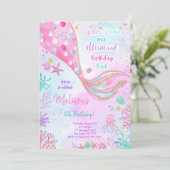 Water Kleur Zeemeermin Verjaardag Uitnodiging (Staand voorkant)