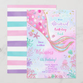 Water Kleur Zeemeermin Verjaardag Uitnodiging (Voorkant / Achterkant)