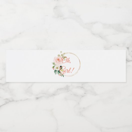 Water Labels Baby shower voor Meisje met Roos Vloe Waterfles Etiket (Enkel label)