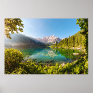 Water Lago di Ffabriek Mount Gangart Julian Alps Poster