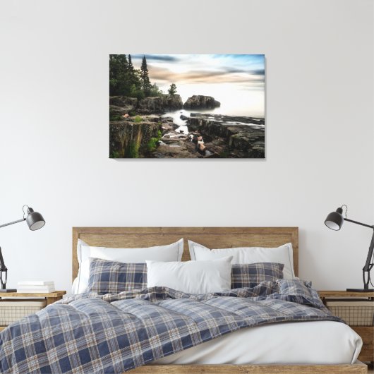 Water Lake Superior Grand Marais, Minnesota Canvas Afdruk (Insitu (Slaapkamer))