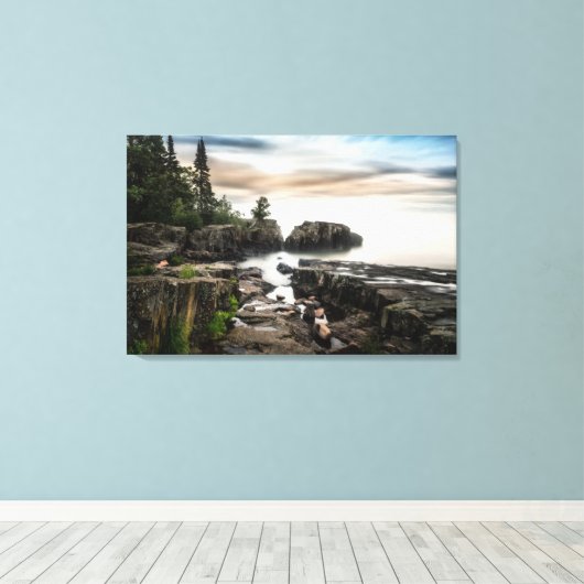 Water Lake Superior Grand Marais, Minnesota Canvas Afdruk (Insitu (Houten vloer))