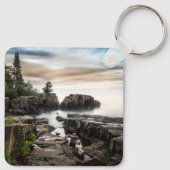 Water Lake Superior Grand Marais, Minnesota Sleutelhanger (Achterkant)