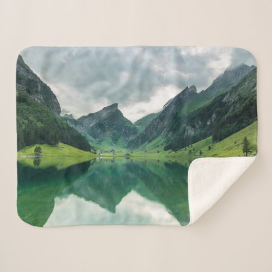Water | Lake Swiss Alps Sherpa Deken (Voorkant (horizontaal))