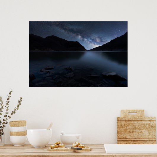 Water | Lakeshore at Night Poster (Keuken)