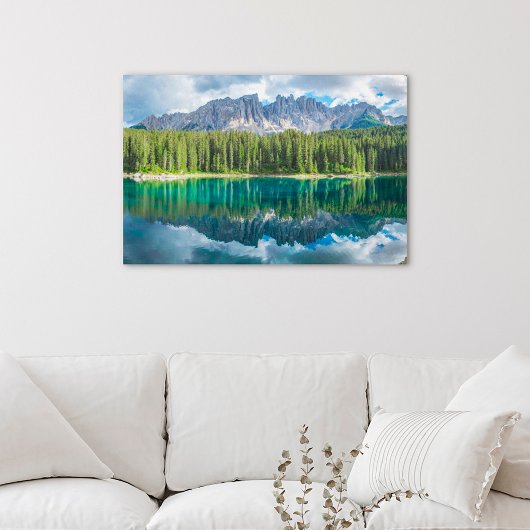 Water Latemar Mountain Range Canvas Afdruk