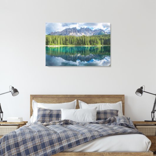 Water Latemar Mountain Range Canvas Afdruk (Insitu (Slaapkamer))